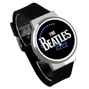 Montre The Beatles argenté shell noir belt quartz LED homme